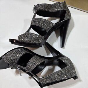 Michael Kors black  high heel sandals with rhinestones size 6.5